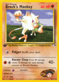 Brock's Mankey Common card from Gym Heroes