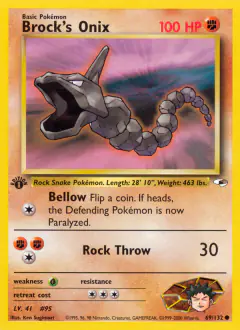 Brock's Onix Common card from Gym Heroes