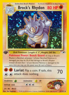 Brock's Rhydon Rare Holo card from Gym Heroes