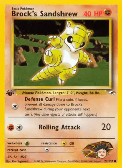 Brock's Sandshrew Common card from Gym Heroes