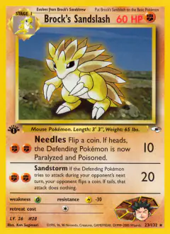 Brock's Sandslash Rare card from Gym Heroes
