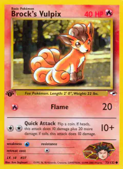 Brock's Vulpix Common card from Gym Heroes