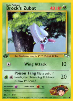 Brock's Zubat Common card from Gym Heroes