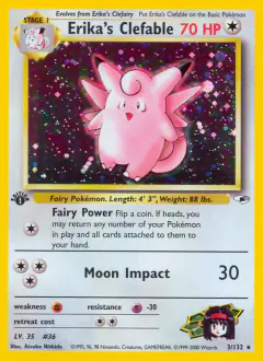 Erika's Clefable Rare Holo card from Gym Heroes