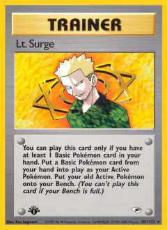 Lt. Surge Rare card from Gym Heroes