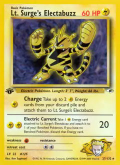 Lt. Surge's Electabuzz Rare card from Gym Heroes
