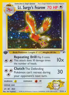 Lt. Surge's Fearow Rare Holo card from Gym Heroes