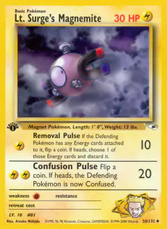 Lt. Surge's Magnemite Uncommon card from Gym Heroes