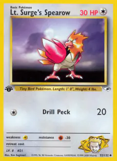 Lt. Surge's Spearow Uncommon card from Gym Heroes