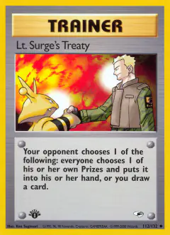 Lt. Surge's Treaty Uncommon card from Gym Heroes