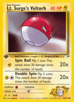 Lt. Surge's Voltorb Common card from Gym Heroes