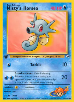 Misty's Horsea Common card from Gym Heroes