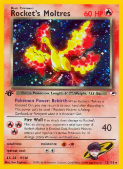 Rocket's Moltres Rare Holo card from Gym Heroes