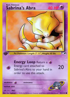 Sabrina's Abra Common card from Gym Heroes
