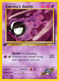 Sabrina's Gastly Common card from Gym Heroes