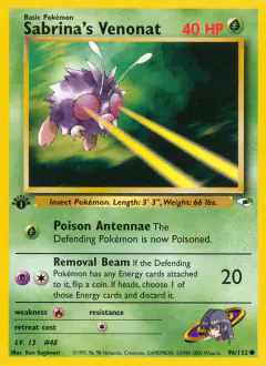 Sabrina's Venonat Common card from Gym Heroes