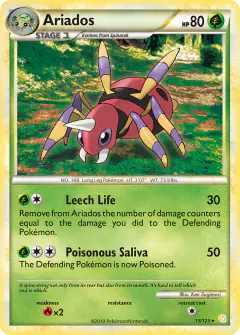 Ariados Rare card from HeartGold & SoulSilver Base