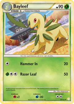 Bayleef Uncommon card from HeartGold & SoulSilver Base