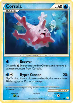 Corsola Uncommon card from HeartGold & SoulSilver Base