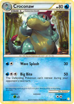Croconaw Uncommon card from HeartGold & SoulSilver Base