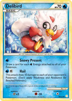 Delibird Uncommon card from HeartGold & SoulSilver Base