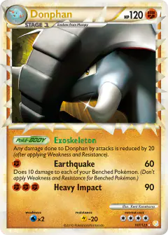 Donphan Rare Prime card from HeartGold & SoulSilver Base