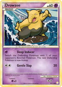 Drowzee Common card from HeartGold & SoulSilver Base
