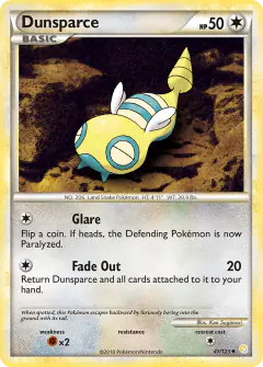 Dunsparce Uncommon card from HeartGold & SoulSilver Base