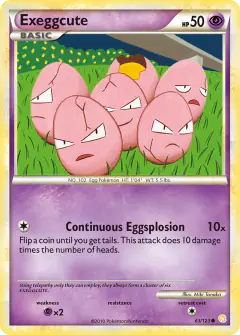 Exeggcute Common card from HeartGold & SoulSilver Base