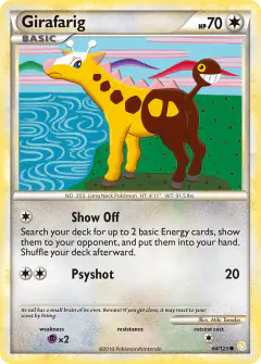 Girafarig Common card from HeartGold & SoulSilver Base
