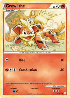 Growlithe Common card from HeartGold & SoulSilver Base