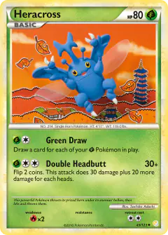 Heracross Uncommon card from HeartGold & SoulSilver Base