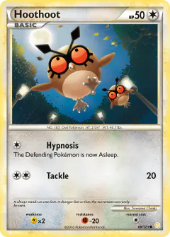 Hoothoot Common card from HeartGold & SoulSilver Base