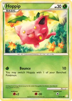 Hoppip Common card from HeartGold & SoulSilver Base