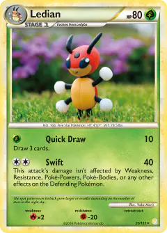 Ledian Rare card from HeartGold & SoulSilver Base