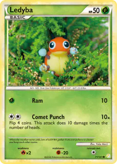 Ledyba Common card from HeartGold & SoulSilver Base