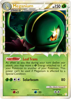 Meganium Rare Prime card from HeartGold & SoulSilver Base