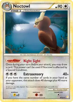 Noctowl Rare Holo card from HeartGold & SoulSilver Base