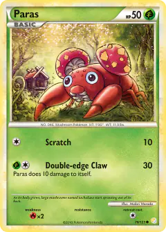 Paras Common card from HeartGold & SoulSilver Base