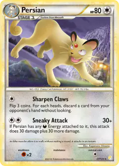 Persian Rare card from HeartGold & SoulSilver Base