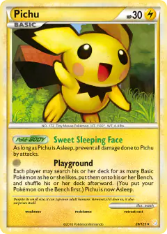 Pichu Rare card from HeartGold & SoulSilver Base