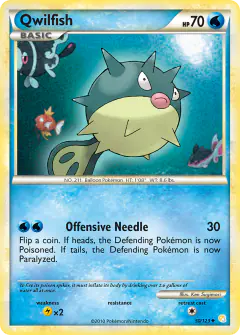 Qwilfish Uncommon card from HeartGold & SoulSilver Base