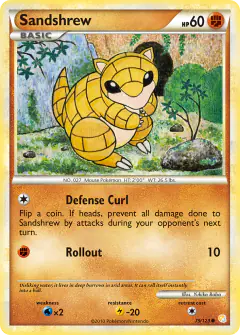 Sandshrew Common card from HeartGold & SoulSilver Base