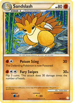 Sandslash Rare card from HeartGold & SoulSilver Base