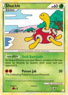 Shuckle Rare Holo card from HeartGold & SoulSilver Base