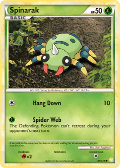 Spinarak Common card from HeartGold & SoulSilver Base