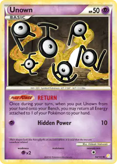 Unown Uncommon card from HeartGold & SoulSilver Base