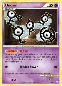 Unown Uncommon card from HeartGold & SoulSilver Base