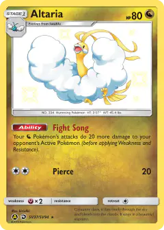 Altaria Rare Shiny card from Hidden Fates
