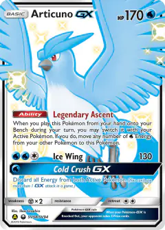 Articuno-GX Rare Shiny GX card from Hidden Fates